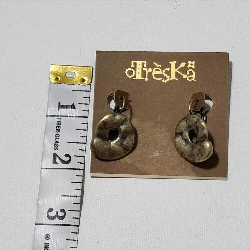 Treska Womens Antique Brass Swirl Drop Earrings Organic Sculptural Lever Back